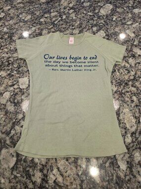 Vintage 90s Hyp MLK Shirt Womens S Green Ribbed EUC